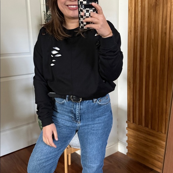 Allie Rae Distressed‎ Pullover Sweatshirt. Size S - Picture 6 of 9